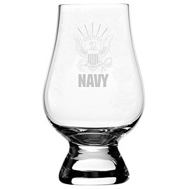 United States Navy Etched Glencairn Crystal Whisky Glass