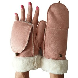 AXELENS Women's Open Winter Gloves, rose