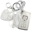 YIKECASE Key Fob Cover with Diamond Keychain Car Key Holder Case Compatible with Lexus RX ES GS LS NX RS GX LX RC LC Smart Remote Key Protector for Women, 4 Buttons (Silver-Heart)