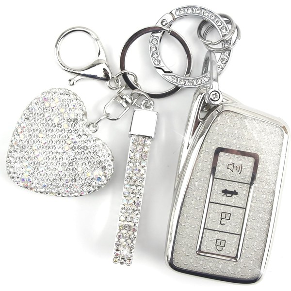 YIKECASE Key Fob Cover with Diamond Keychain Car Key Holder