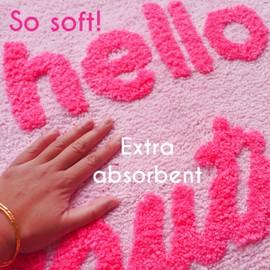 Hello Beautiful Bath Mat Light Pink Blush Peach Coral Cute Bathroom Rugs for Girls You Look Good Gorgeous Funny Shower Fun Bathroom Decor Non-Slip Washable Kids Women