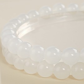 6mm Natural White Agate Round Bead - 60PCS Bulk Gemstone Beads for Jewelry Making, DIY Bracelets, Necklaces - Includes Crystal Stretch Cord - Beads for Crafting Gifts