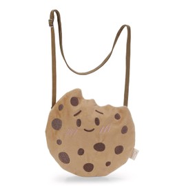 NICI Mymochi Cookie 61820 Shoulder Bag for Children, 22.5 x 22 cm, Beige, Fashionable Kawaii Shoulder Bag in Cute Plush Design, Cute Plush Crossbody Bag