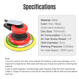 6'' Pneumatic Sander Pneumatic Polisher Air Sander Air Palm Orbital Sander Grinder Palm Sander Sanding Machine Tool ALKOY