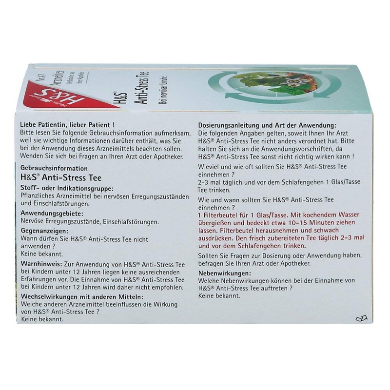 H&S Anti-Stress Tee, 20X2.0 g