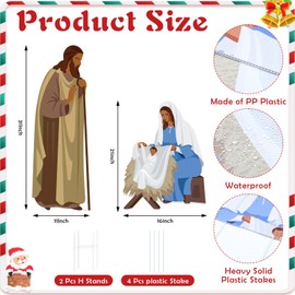Cinnvoice 2 Pcs 31 Inch 21 Inch Large Outdoor Nativity Scene Signs Christmas Decorations African American Nativity Set Yard Signs Manger Scene Religious Signs for Holiday Lawn Garden Decor