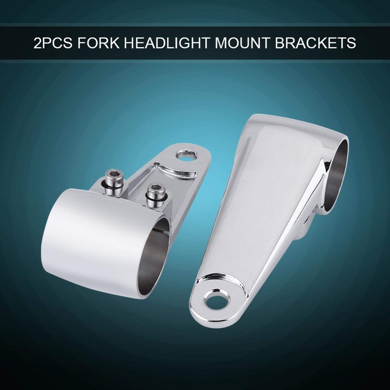 Akozon Chrome Motorcycle Headlight Side Mount Front Fork Mount for