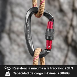 2 Piezas Mosqueton de 25 KN, Mosquetones de Seguridad, Certificados UIAA, Carabiner de Aluminio de Aviación para Montañismo, Escalada en Roca, Trabajo Aéreo