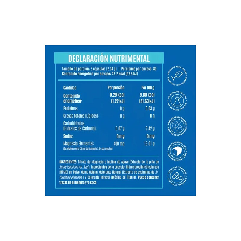 Citrato Magnesio 240 Cáps. 400mg + Bcaas & Glutamina Birdman