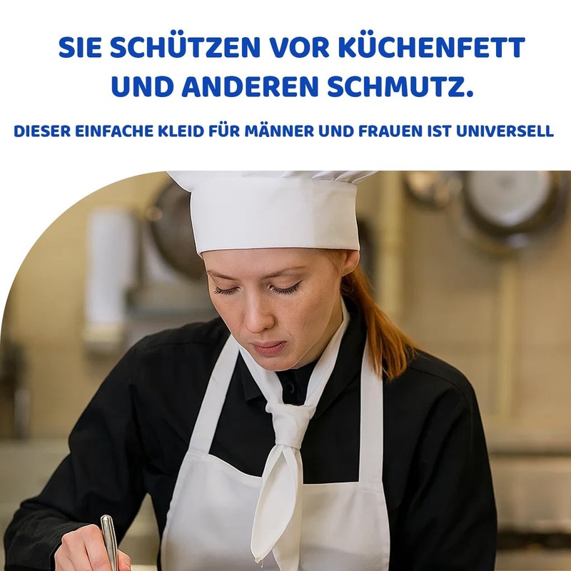 BDBFPAN 3-Piece Set White Apron and Chef Hat, Chef Apron,