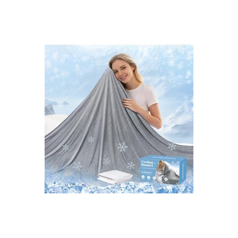Cooling Blanket, Ice Silk Cooling Blankets for Sleeping, Self-Cooling, Q-Max