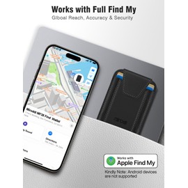 Miroddi for MagSafe Wallet, Works with Apple Find My, Stronger Magnetic Phone Wallet Tracker for iPhone 16/15/14/13/12 Series, Magnetic Card Holder with Privacy Flap, RFID Blocking, Fit 7 Cards, Black