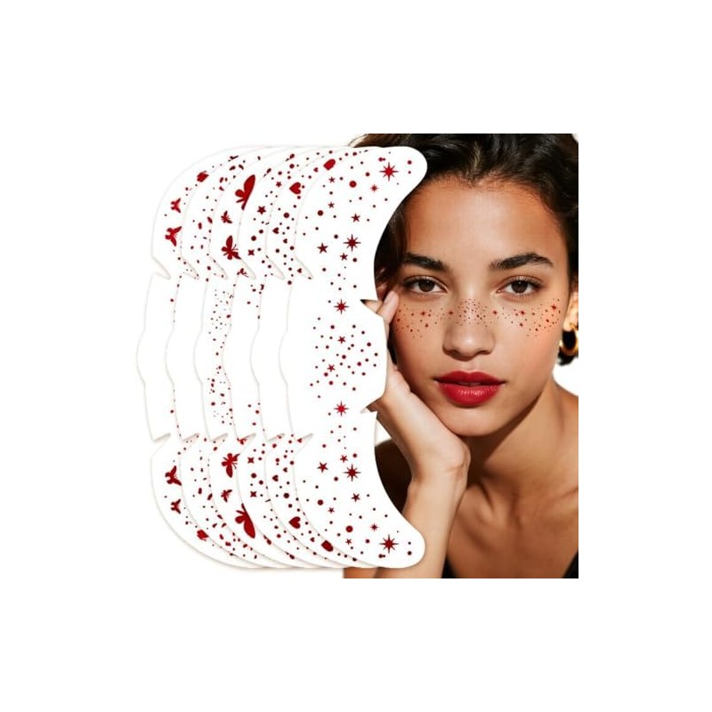 Glitter Pecas Cara Tatuaje, Tatuajes Temporales Pecas de Glitter para
