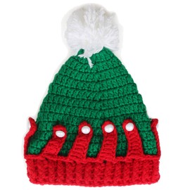 Ypser - Gorro de punto para bebé, diseño de ganchillo, gorro de Navidad con lazo, Rojo & Verde, Talla única