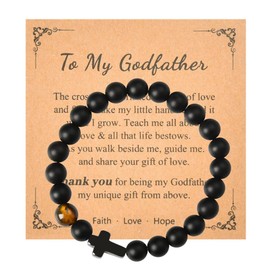 Christian Godfather Gifts from Godchild the Godfather Gifts for Men Cross Beaded Bracelet Baptism Thank You Gifts for Men Godfather Birthday Christmas Fathers Day Gift Rosary Catholic Prayers Bracelet