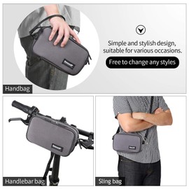 BAIGIO Bike Handlebar Bag Waterproof Bicycle Front Frame Top Tube Basket Storage Pouch Frame Bag Cycling Bag Detachable Shoulder Strap with Rain Cover (Grey)