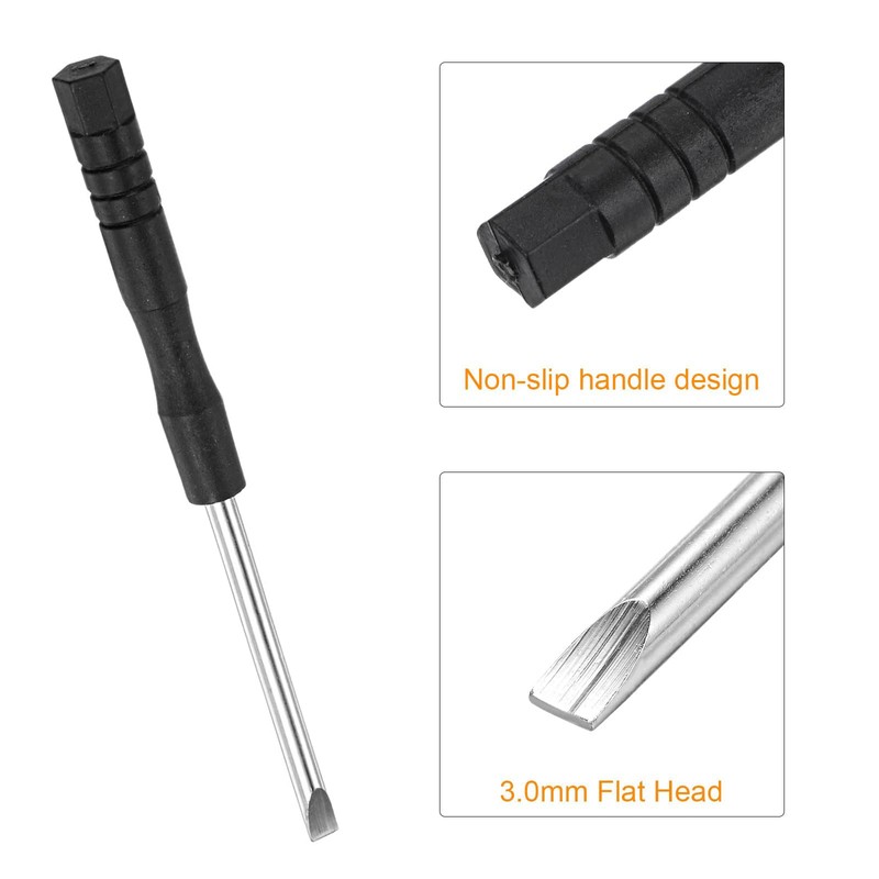 TOP-VIGOR 5pcs Mini Slotted Screwdriver 3mm Flat Head 80mm Length,