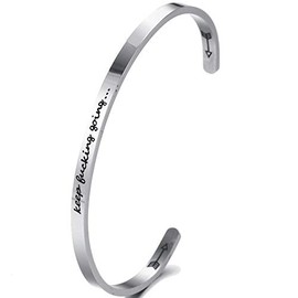Jude Jewelers 4mm Width Stackable Stainless Steel Inspirational Bangle Bracelet (Keep Fucking Going)