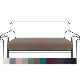 YSTELLAA Stretch Sofa Sitzkissenbezug, Sitzkissen Bezug rutschfest, Elastischer Kissenbezüge, Universal Sofa Überzug Wohnzimmer, Sofa Sitzkissen Sofabezug Sofaschoner, Kaffee, 2 Sitzer