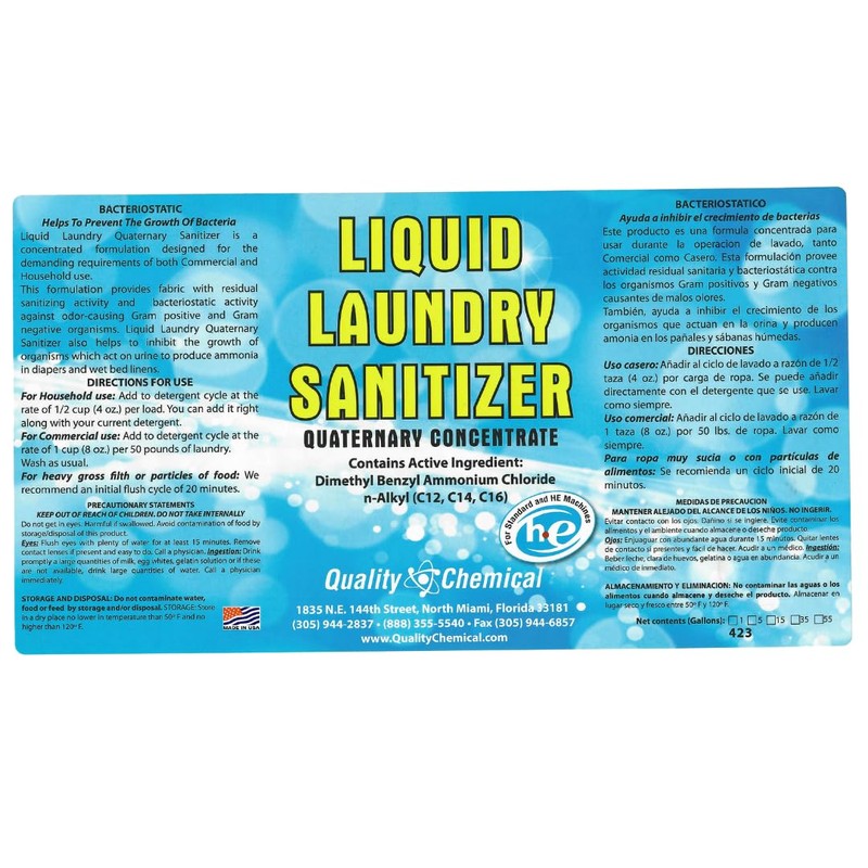 Quality Chemical Laundry Sanitizer Liquid for Clothes or Commercial use