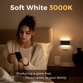 L LOHAS LED Night Light, Dimmable Modern LED Night Lights Plug into Wall,Dusk to Dawn Sensor Night Lights for Kid, 0-100LM 3000K Soft White Nightlight for Hallway Bedroom Stairway