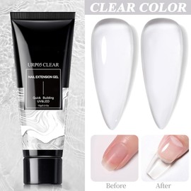 Poly Nail Gel Kit - 2 Color Pink Clear Polygel Nail Extension Gel - Hard Builder Gel Kit With Slip Solution And Manicure Tools - Polygel Builder Gel For Nails Thickness Enhancement DIY