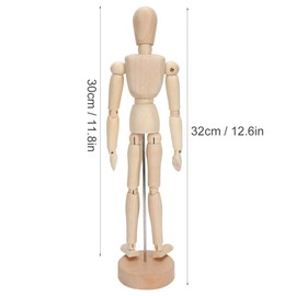 Artists Wooden Manikin, 12.6in Wood Human Figure Model Movable Limbs Flexible Body Joints Puppet Art Sketch Model for Decoration Sketching Drawing