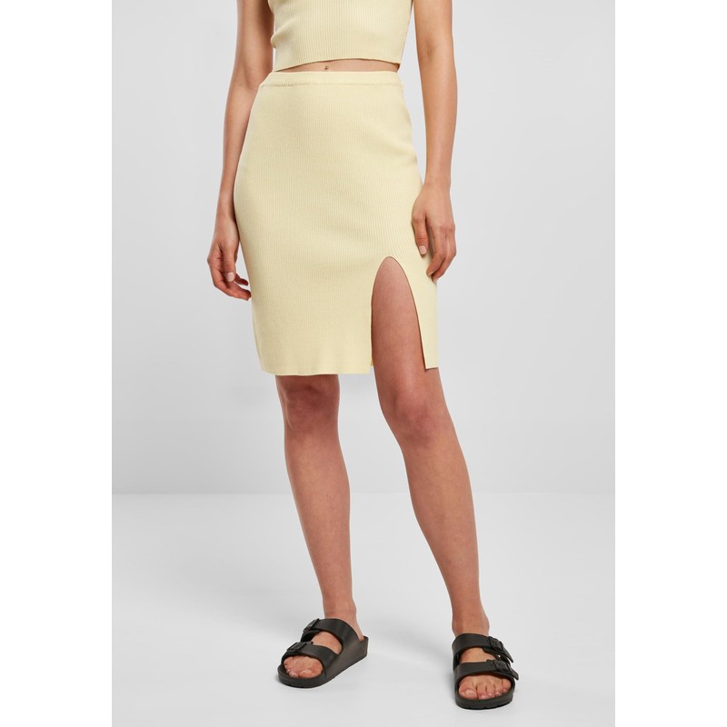 Urban Classics Women's Rib Knit Skirt, Soft yellow