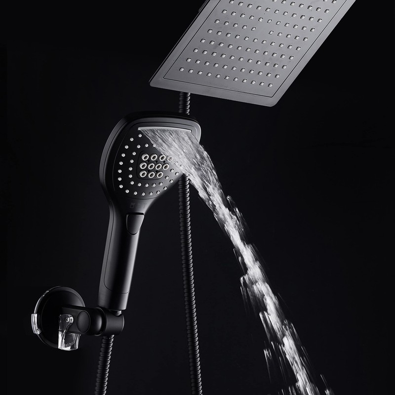 DreamSpa Ultra-Luxury 9" Rainfall Shower Head/Handheld Combo. Convenient Push-Button Flow