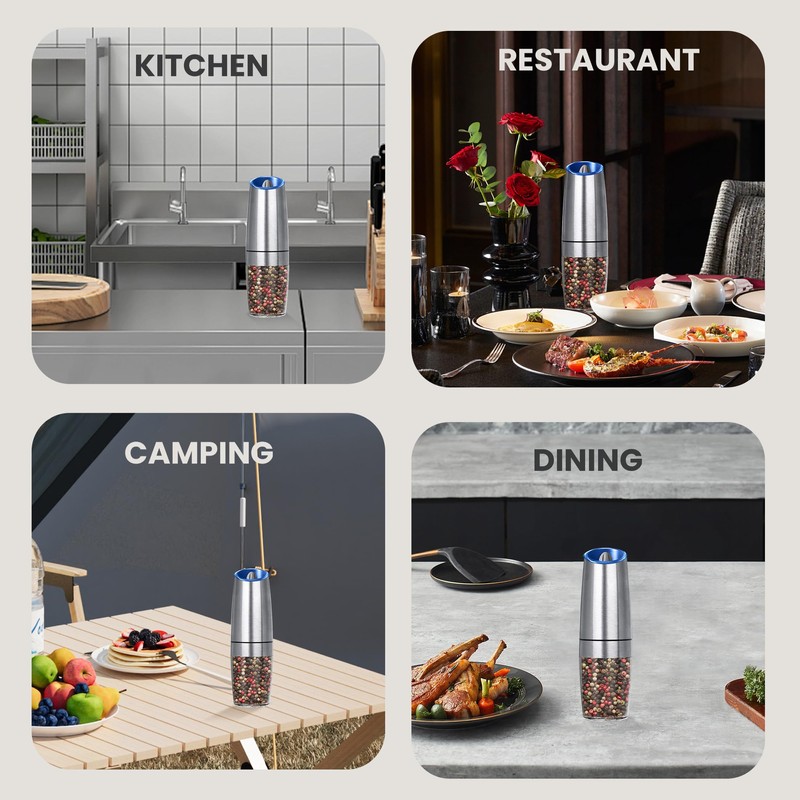 BELRIGO Battery Operated Salt And Pepper Grinder Set with LED