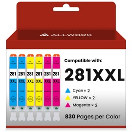 ALLWORK ALLWORK CLI-281XXL Compatible for Canon 281 TR8620a Ink Cartridges CLI-281XXL CLI-281 XXL to use with TR8620 TS7520 TS9520 TS9521C TR8520 TS6220 TS6320 TS8220 (6 Packs)
