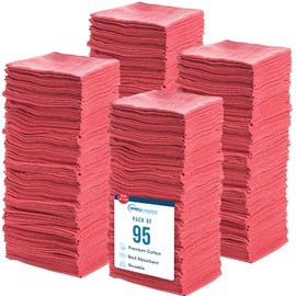 Simpli-Magic Cotton Shop Towels, Commercial Grade, Red, 95 Pack, Size: 14" x 12"