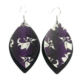 Nightmare Before Christmas Zero 2 Inch Faux Leather Earrings Layered