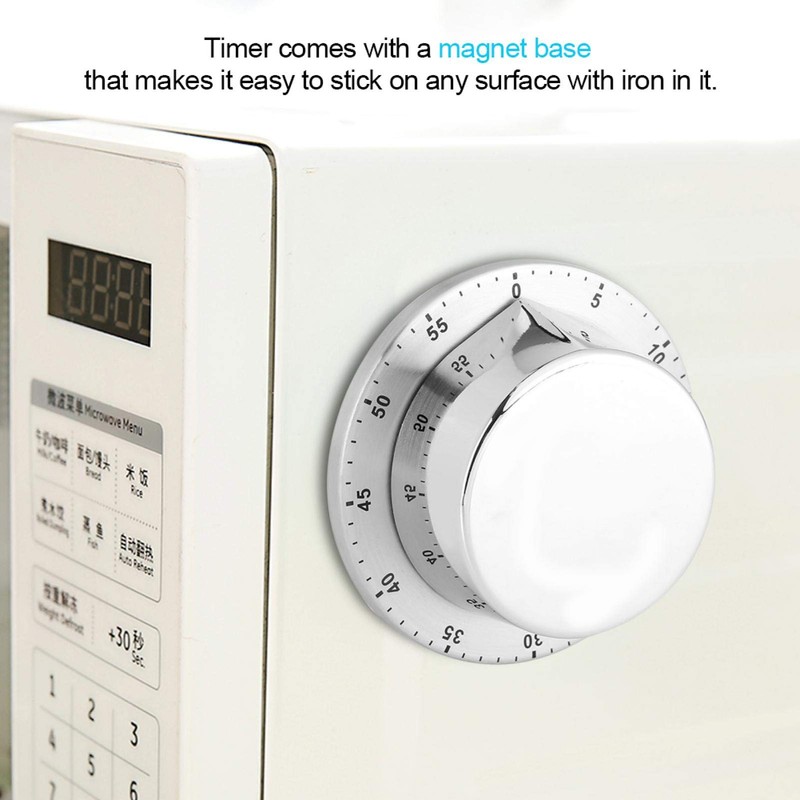 Stainless Steel Kitchen Timer, Manual Mechanical Kitchen Timer with Magnetic