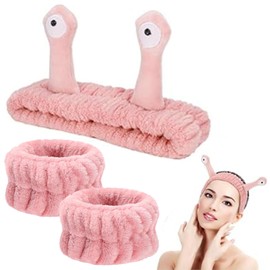 XINYUICEAN 3 Banda para el cabello de vellón coralino Caracol Munequeras para Lavado de Cara maquillaje Cosmético lavado Spa Banda para el cabello Absorción de agua fuerte Toalla para el cabello (Rosa)