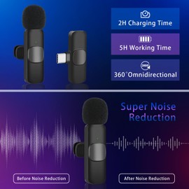 Microphone Wireless for Android-Mini Microphone for Video Recording YouTube Podcast Interview & Vlog Livestream, Lavalier Lapel Microphone with 2.4G Ultra Low Delay Built in Noise Reduction Chip