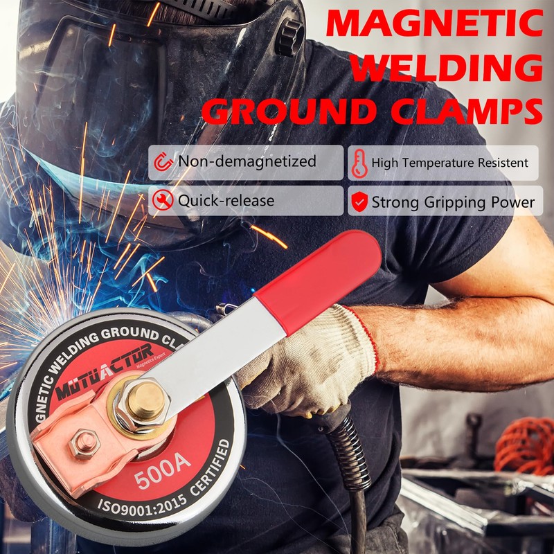 MUTUACTOR 500 AMP Magnetic Welding Ground Clamp, Φ3.34” Strong Gripping