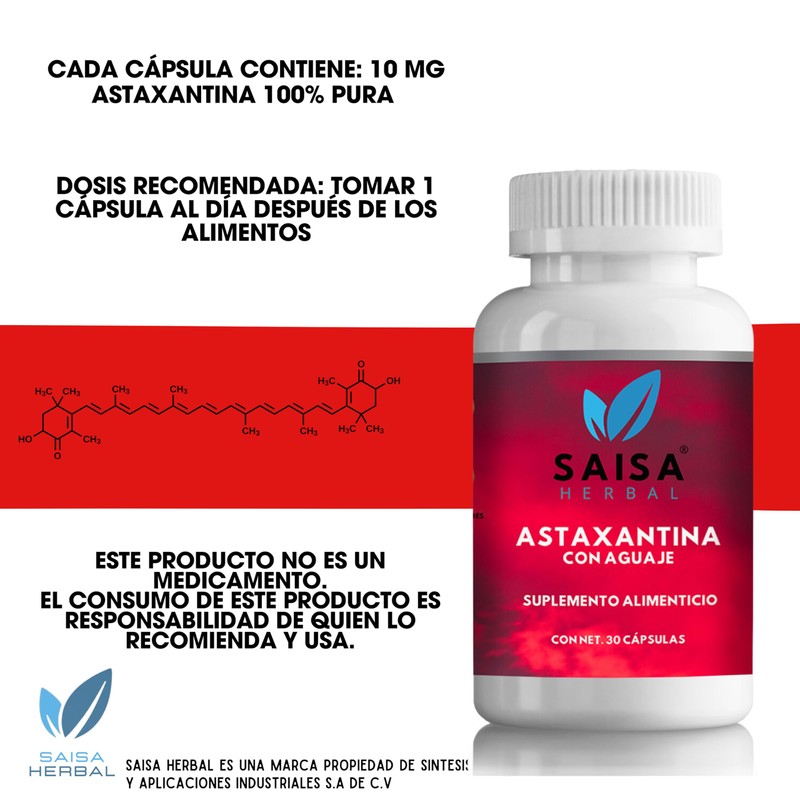 Astaxantina 12 Mg 30 Cápsulas Con Aguaje Saisa Herbal