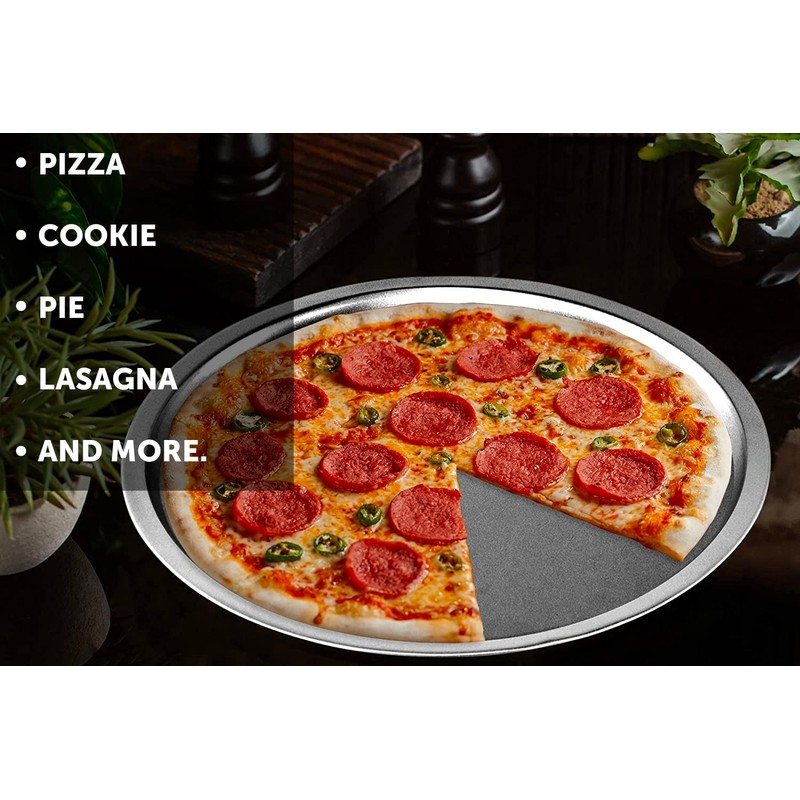 DecorRack 13 Inch Alloy Steel Pizza Pan, Non-Stick Coating, Serving