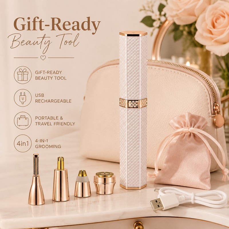 4-in-1 Electric Facial Hair Remover for Women – Rechargeable Lipstick