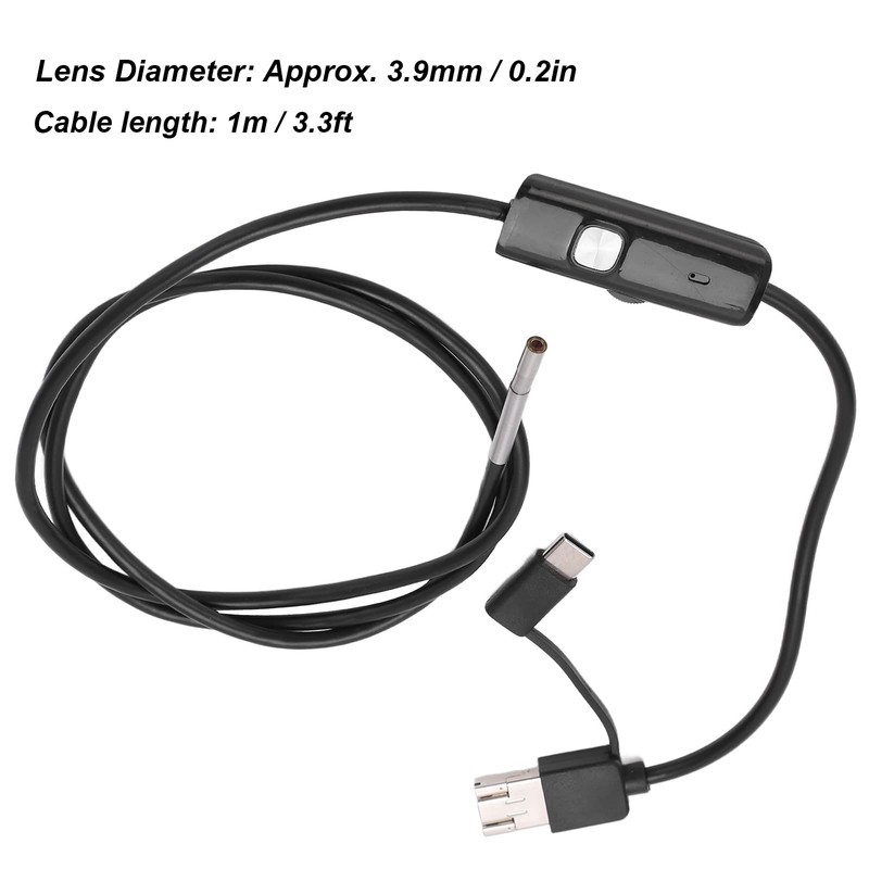 Inspection Camera, Endoscope 3.9mm 6LED Adjustable IP67 Waterproof for Industry