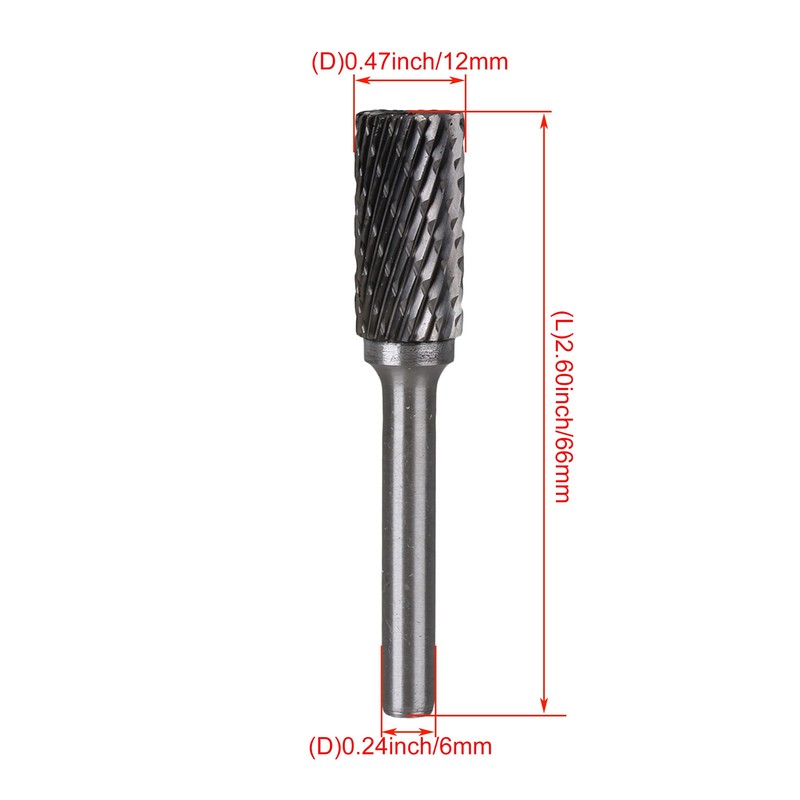 CNBTR Silver 6x12mm A-Type Rotary Burr Drill Bit Double Tool