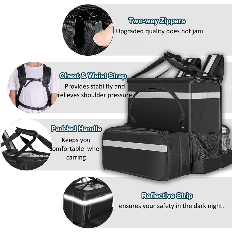 cherrboll Food Delivery Backpack with Drink Holders & Dividers, Insulated