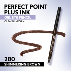 COVERGIRL Perfect Point Plus Ink Gel Eye Pencil, Pigmented, Long-Wearing, Vegan Formula, Shimmering Brown 280, 0.01oz