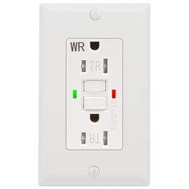 POWAWINI POWAWINI GFCI Outlet 15 Amp, UL Listed, Self-Test GFI Receptacles, TamperResistant, Weather Resistant, LED Indicator, with Decor Wall Plates and Screws, Indoor or Outdoor Use,White