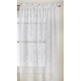 Lorraine Home Fashions Hopewell - Panel de Cortina de Encaje para Ventana, poliéster, Blanco, Panel 58" x 84", 1