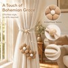 VLUNT 4 Pack Wooden Floral Beaded Curtain Tie Backs Rope
