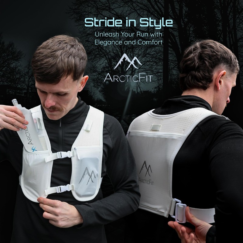 White ArcticFit LED Running Vest - Adjustable Unisex Reflective Vest