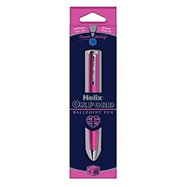 Helix Oxford Premium Pink Ballpoint Pen (Blue Ink) - Plastic Free Packaging, 209822