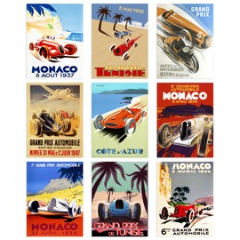 Artery8 Collection Of Vintage Grand Prix Adverts Monaco Set Of 9 Unframed Wall Art Prints Bathroom Bedroom Aesthetic Auto Motor Car Racing A4